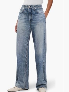 rag & bone Blue Miramar Wide-Leg Cotton Terry Sweatpants Jeans, XXS